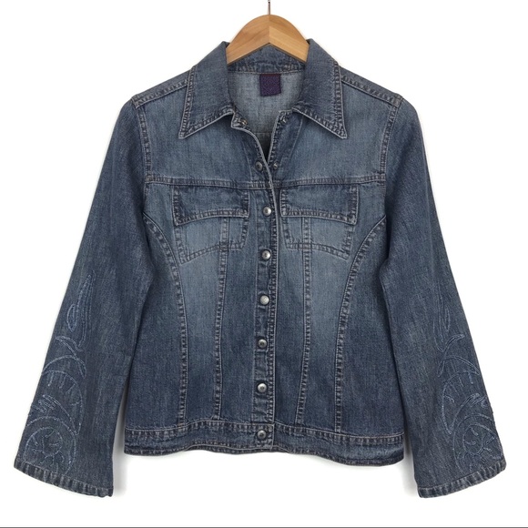 Legatte Embroidered Denim Jean Jacket Made n Italy - Picture 2 of 8